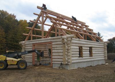 log cabin under construction